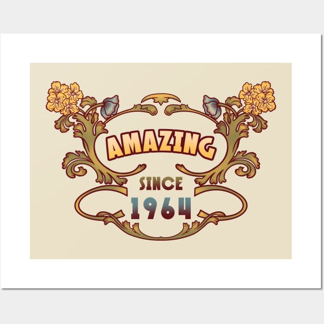 AMAZING SINCE 1964 art nouveau retro vintage birthday gift Wall Art by leepianti